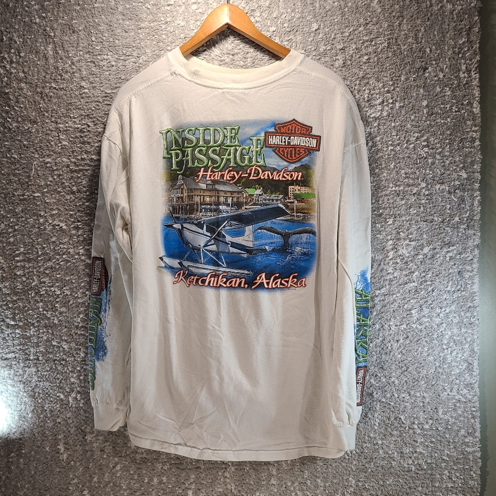 Harley Davidson 2012 Ketchikan Alaska Long Sleeve Shirt Size XXL White Cotton